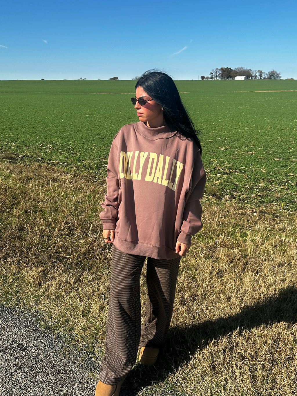 Dilly Dally Mockneck Sweatshirt (coffee)